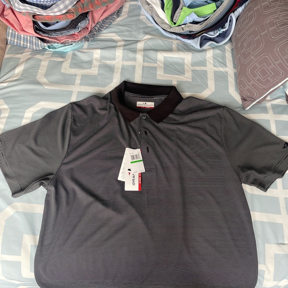Grand Slam Black Striped Polo Shirt